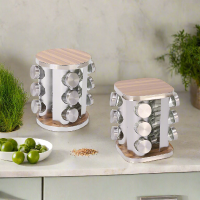 range épices verre et acier Tourbillon Gourmet modèles rond carré