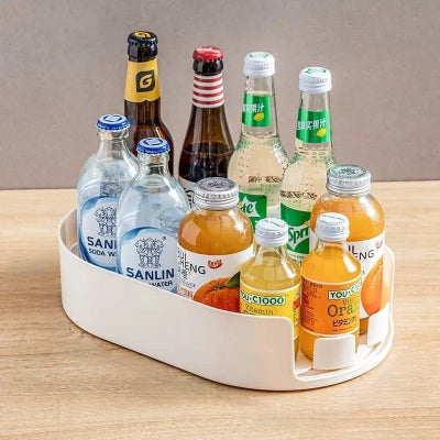 Rangement à bouteille rotatif 360 degrés pratique blanc crème