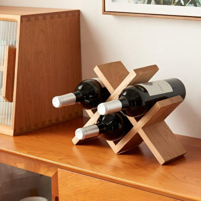 Rangement bouteille de vin design compact élégant horizontal 4 bouteilles