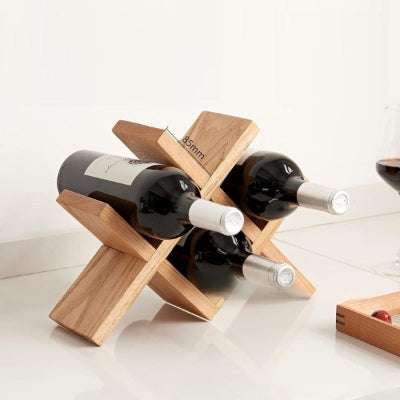 Rangement bouteille de vin en bois massif horizontal pour 4 bouteilles