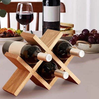 Rangement bouteille de vin rustique et naturel horizontal 4 bouteilles