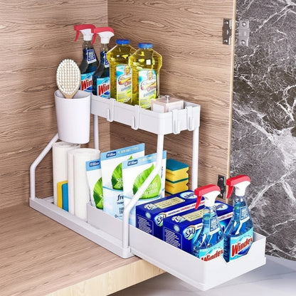 Rangement coulissant sous evier lot de 1 blanc épuré FlexiSink