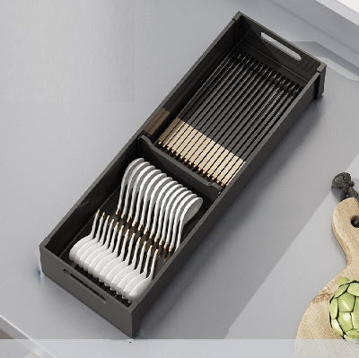 rangement couverts modulable style nordique aluminium noir 41x15cm CuisyBox