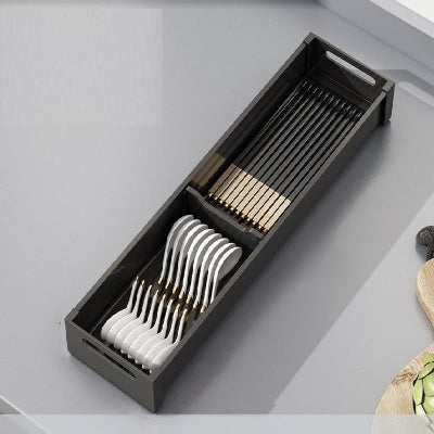 rangement couverts modulable style nordique aluminium noir 46x10cm CuisyBox