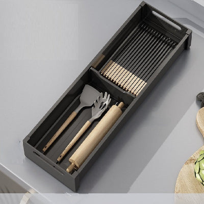 rangement couverts modulable style nordique aluminium noir 46x15cm CuisyBox