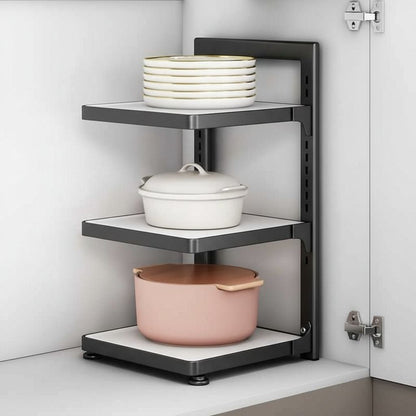 rangement cuisine etagere blanc noir 3 niveaux plus simple KitchenMax Black