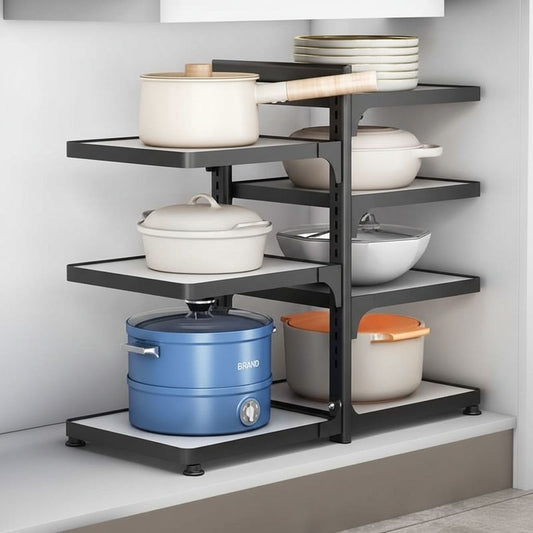 rangement cuisine etagere blanc noir 4 niveaux double KitchenMax Black