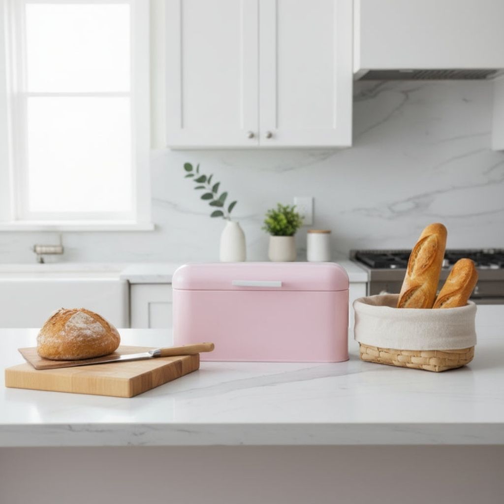 Rangement du pain capacité généreuse baguettes viennoiseries organisées PinkLoaf
