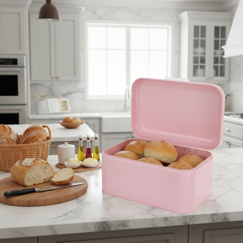 Rangement du pain métal 30,5cm conservation fraîcheur optimale PinkLoaf