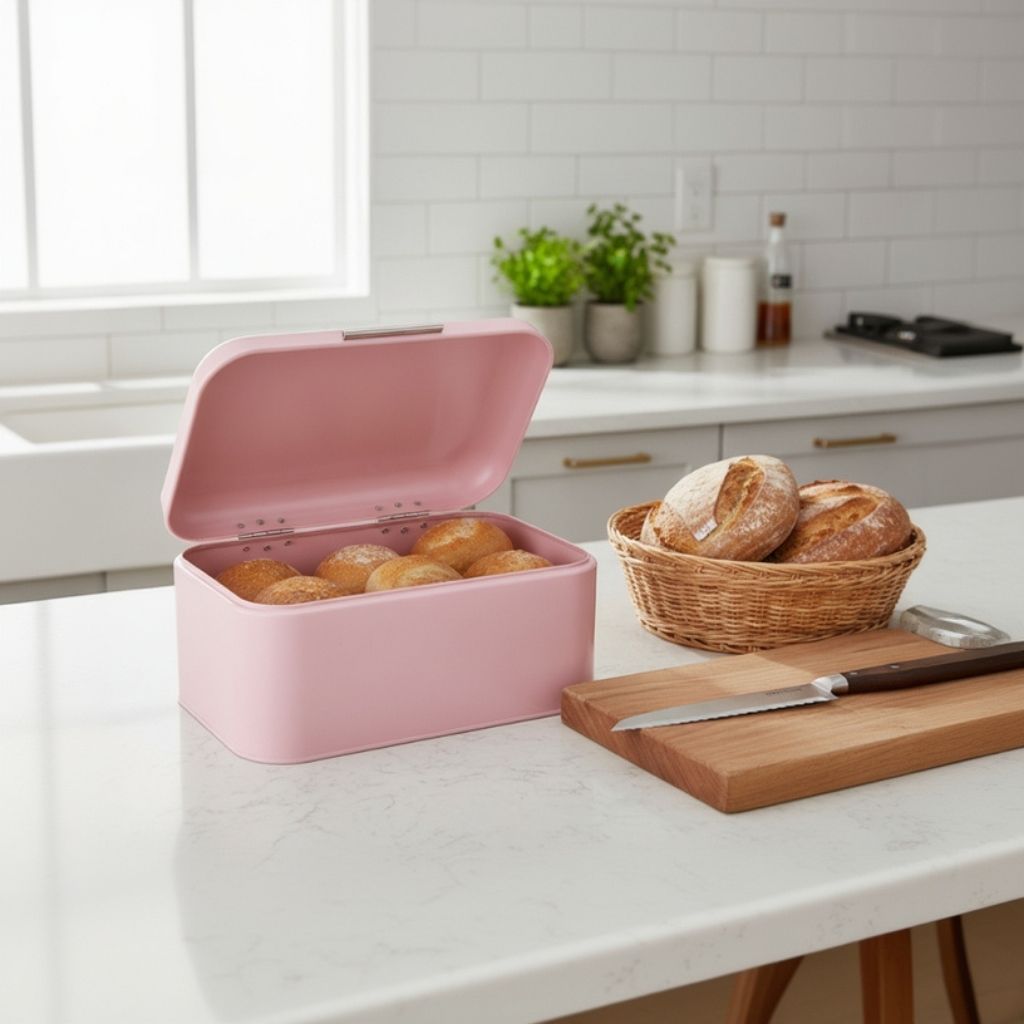 Rangement du pain rose tendre fer robuste élégant PinkLoaf