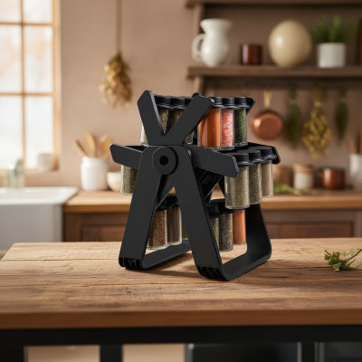 rangement epices pivotant design pour cuisine elegante noir epiceleste