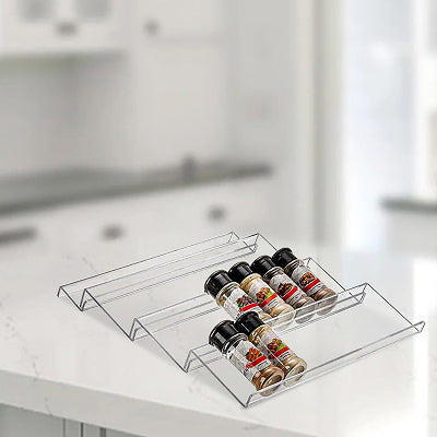Rangement épices tiroir plateau organisateur cuisine 4niveaux 33cm Spiceslide transparent
