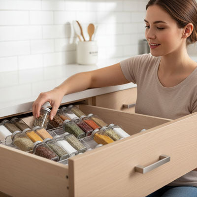 rangement epices tiroirs installation facile plan travail epiceclair