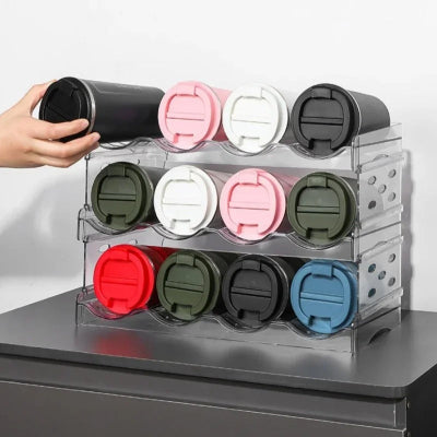 Rangement pour bouteille acrylique modulable pratique 3 niveaux 12 bouteilles