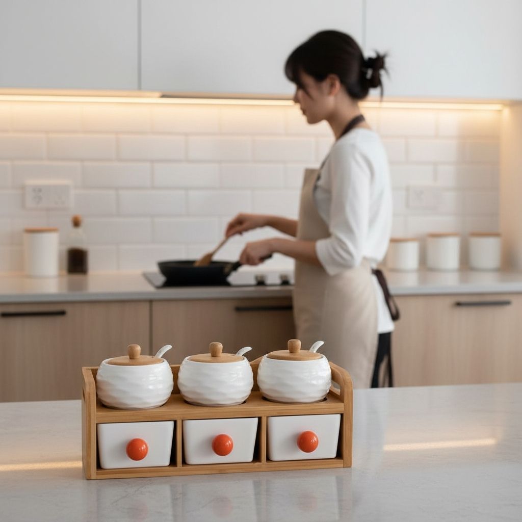 rangement pour epice Aroma Ceramique femme utilise cuisine avec serenite