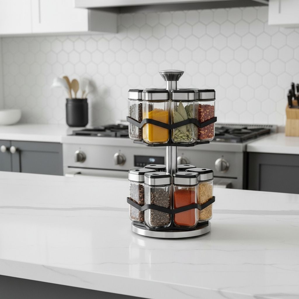 rangement pour epice deux etages pivotant cuisine SpiceCarousel