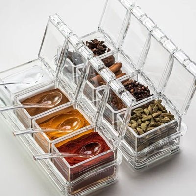 rangement pour épices 4 compartiments acrylique avec support AcrySpice