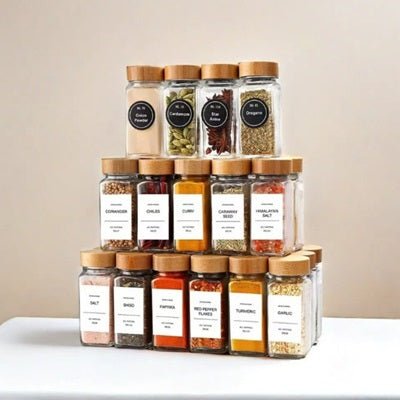 rangement pour epices bocaux verre hermetiques kit prestige