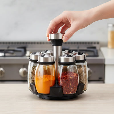 rangement pour épices conservation hermétique rotation 360 roue aromates