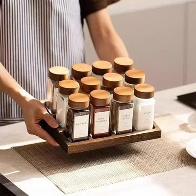 rangement pour epices sur presentoir bois elegant pratique kit prestige