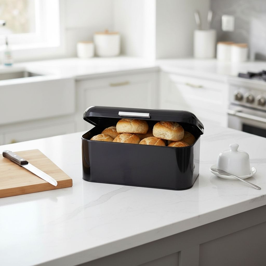 Rangement pour le pain durable qualité intemporelle élégante noire Breadoria