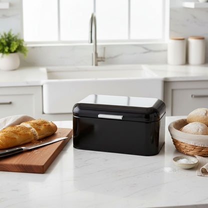 Rangement pour le pain rectangulaire compact noir cuisine organisée Breadoria