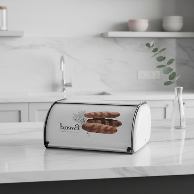 rangement pour pain acier inoxydable blanc design White Loft