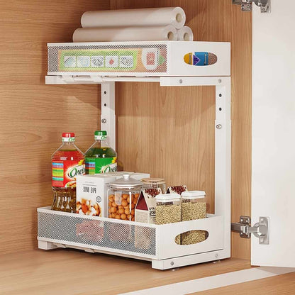 Rangement sous évier coulissant 2 niveaux 25 kg blanc SpaceSaver