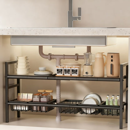 Rangement sous évier cuisine acier carbone noir robuste SinkMaster