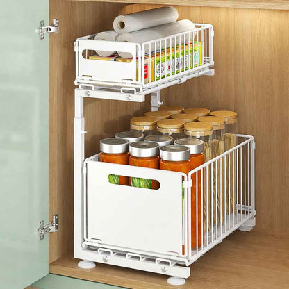 rangement sous évier double niveau blanc lot 1 pratique ModuStore
