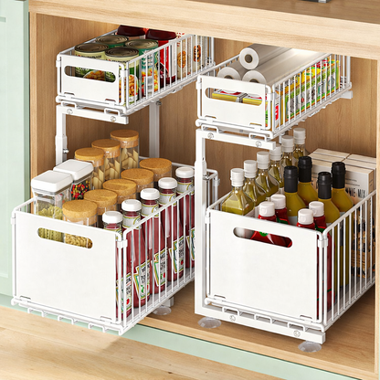 rangement sous évier double niveau blanc lot 2 pratique ModuStore