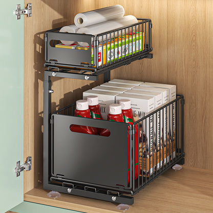 rangement sous évier double niveau noir lot 1 pratique ModuStore