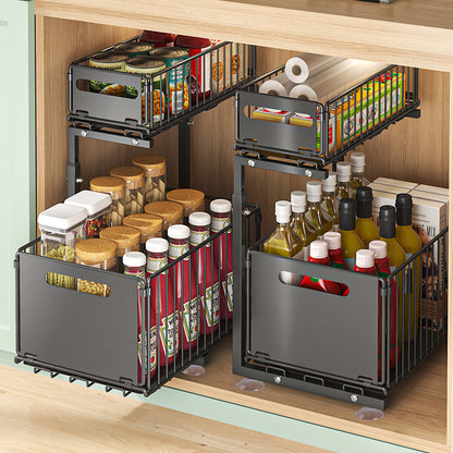 rangement sous évier double niveau noir lot 2 pratique ModuStore