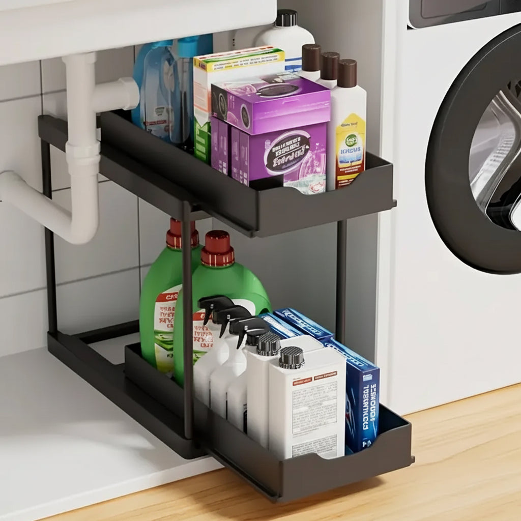 Rangement sous evier lot de 1 noir cuisine buanderie Orgalis