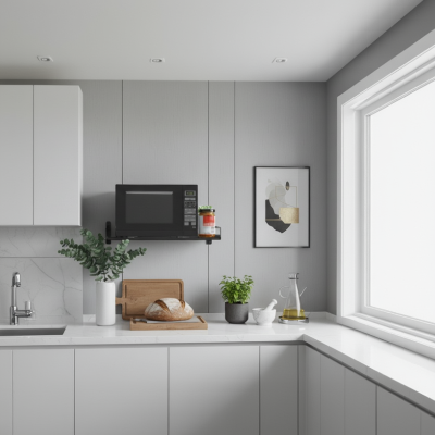 support pour micro onde noir rangement pratique SolidWave