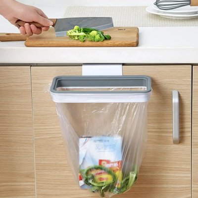 support sac poubelle porte cuisine sans perçage blanc gris ClipBin