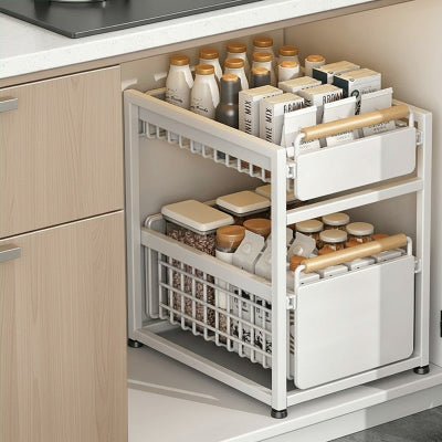 Tiroir coulissant acier blanc double niveau durable rangement grand StoreSlide