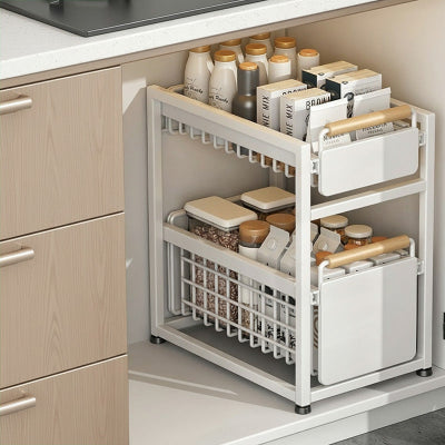 Tiroir coulissant acier blanc double niveau durable rangement moyen StoreSlide