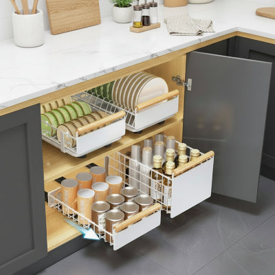 Tiroir coulissant cuisine système modulaire acier blanc Modula Pro