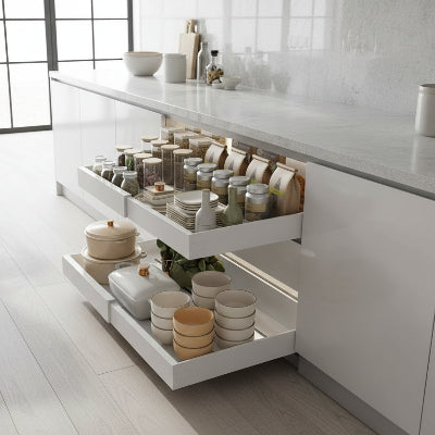 tiroir coulissant extensible 32cm 52cm blanc flexislide compact