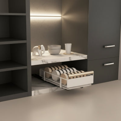 Tiroir coulissant pour placard bols poignée bois ergonomique Modula Bowl