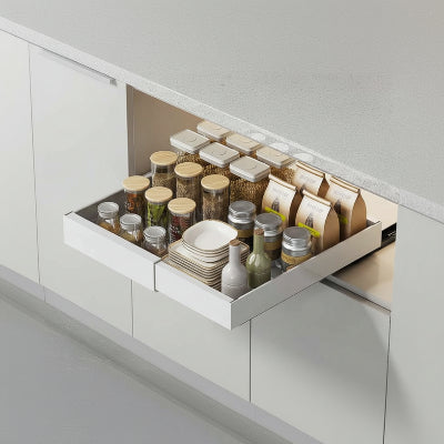 tiroir oulissant retractable 32cm 52cm blanc flexislide compact