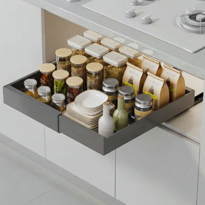 tiroir oulissant retractable 32cm 52cm gris flexislide compact