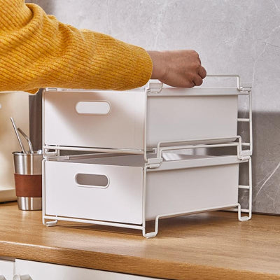 Tiroir cuisine coulissant empilable modulable pour optimisation espace vertical SlideBox