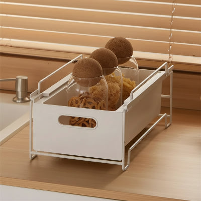 Tiroir cuisine coulissant plastique acier blanc empilable robuste large SlideBox