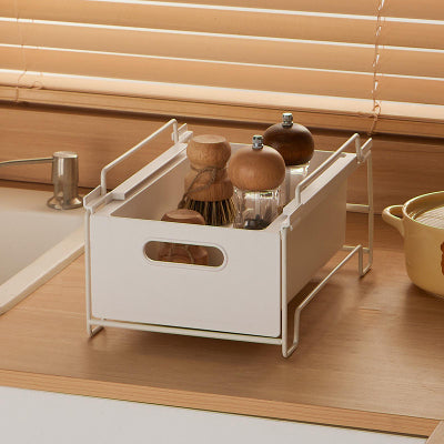 Tiroir cuisine coulissant plastique acier robuste blanc empilable compact SlideBox
