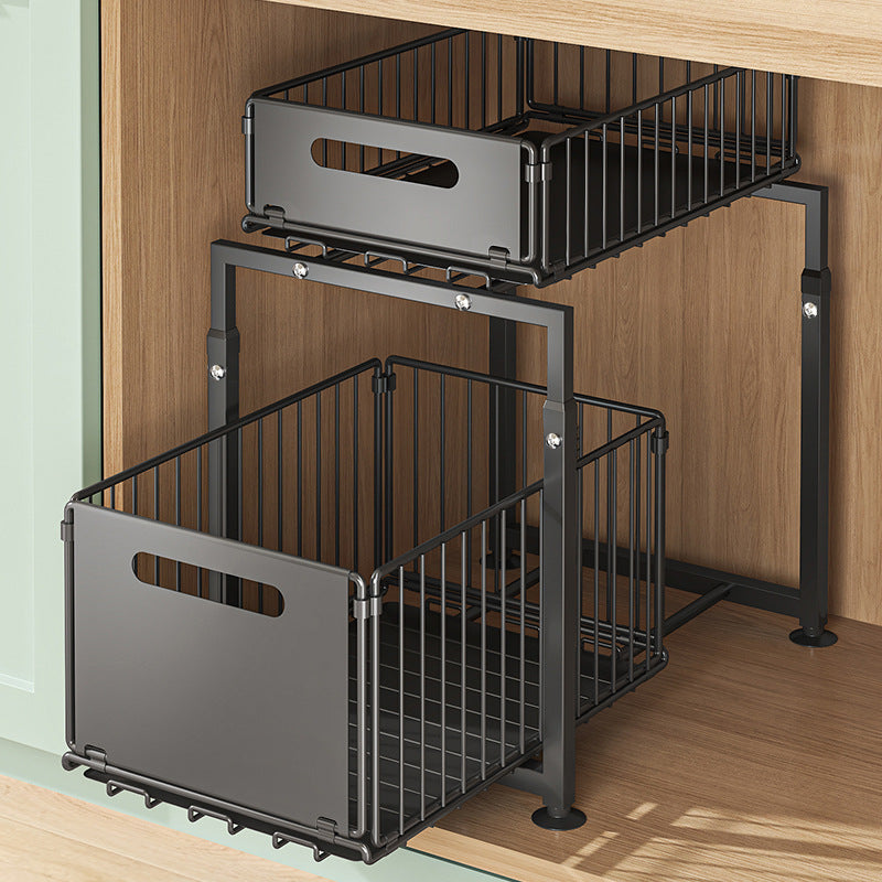 tiroir vertical coulissant double espace fer solide durable GainoSpace