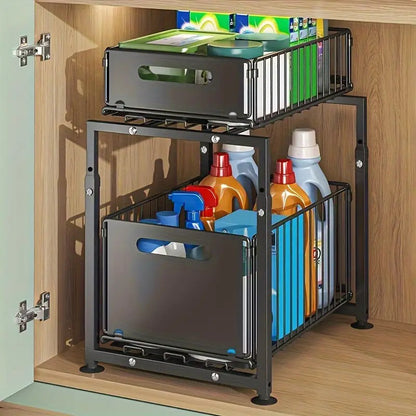 tiroir vertical coulissant sous évier produits ménagers organisés GainoSpace
