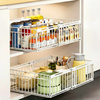 tiroirs coulissants pour placard blanc ustensiles casseroles accessibles directement EasyCoulisse