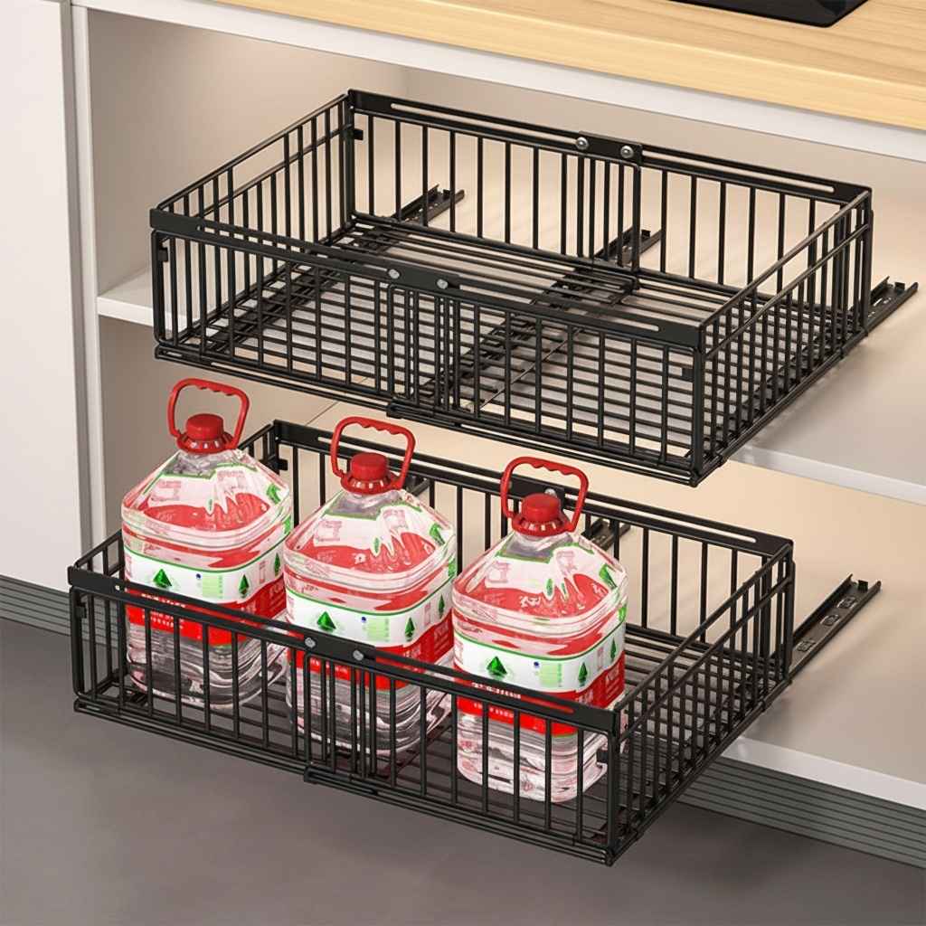 tiroirs coulissants pour placard noir acier robuste charge lourde EasyCoulisse
